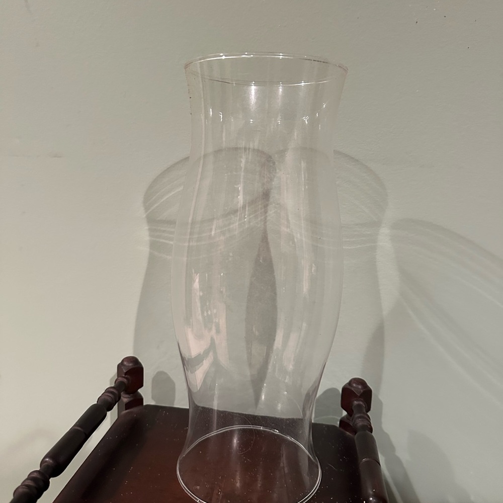 Elegant Clear Glass Hurricane 12” Tall 4 1/4” across. (Price is for 1, 3 availab